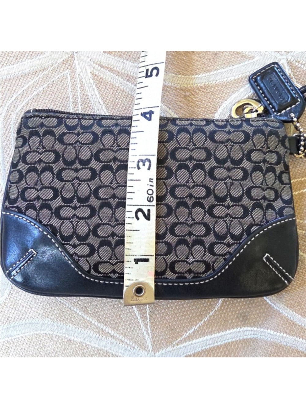 Coach Black and Khaki Signature Canvas Wristlet - Picture 3 of 6